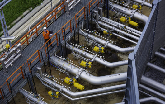 Top view male worker inspection at the valve of visual check rec